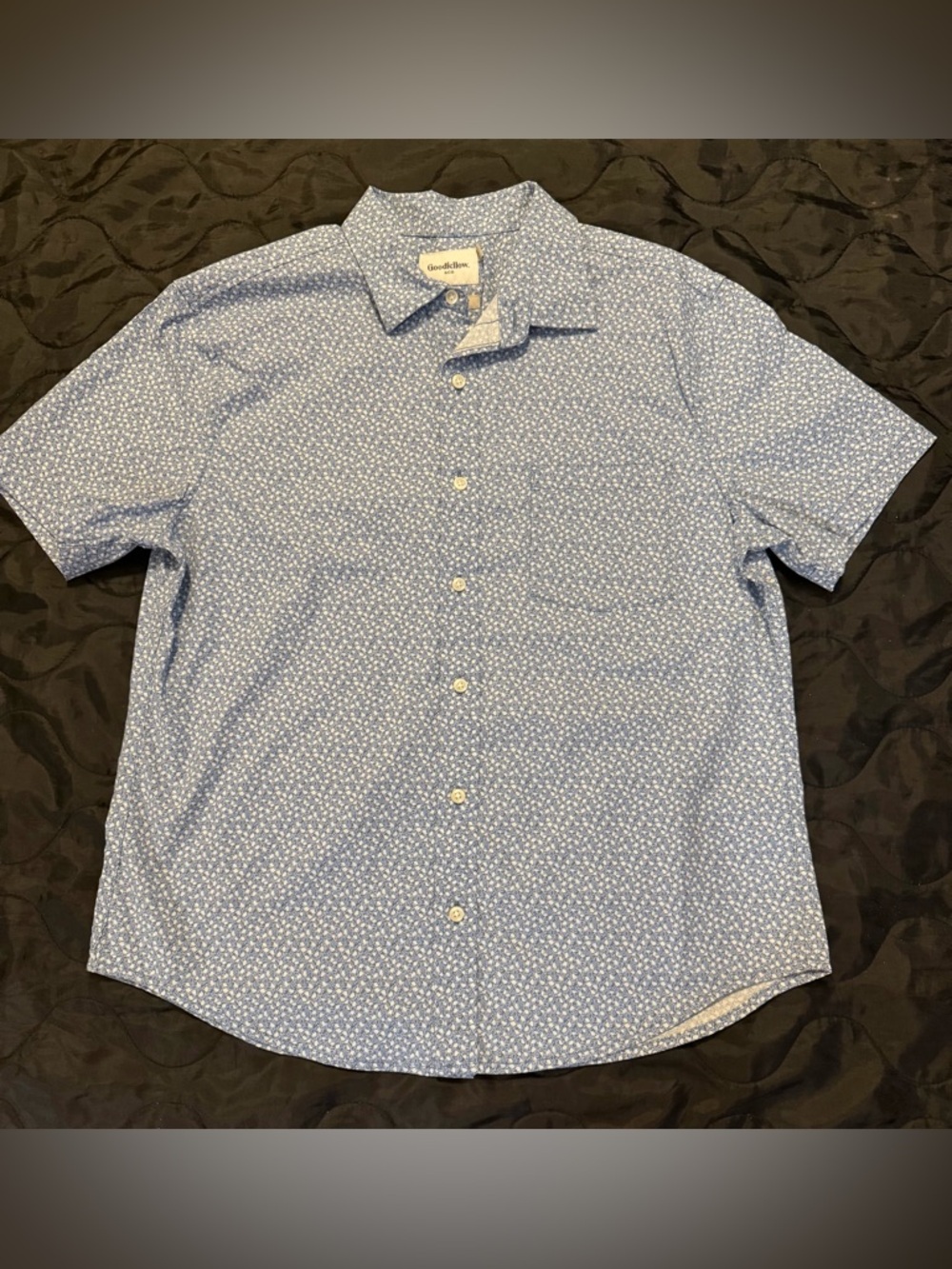 Goodfellow & Co Light Blue Short-Sleeve Button-Down with Micro Floral Print